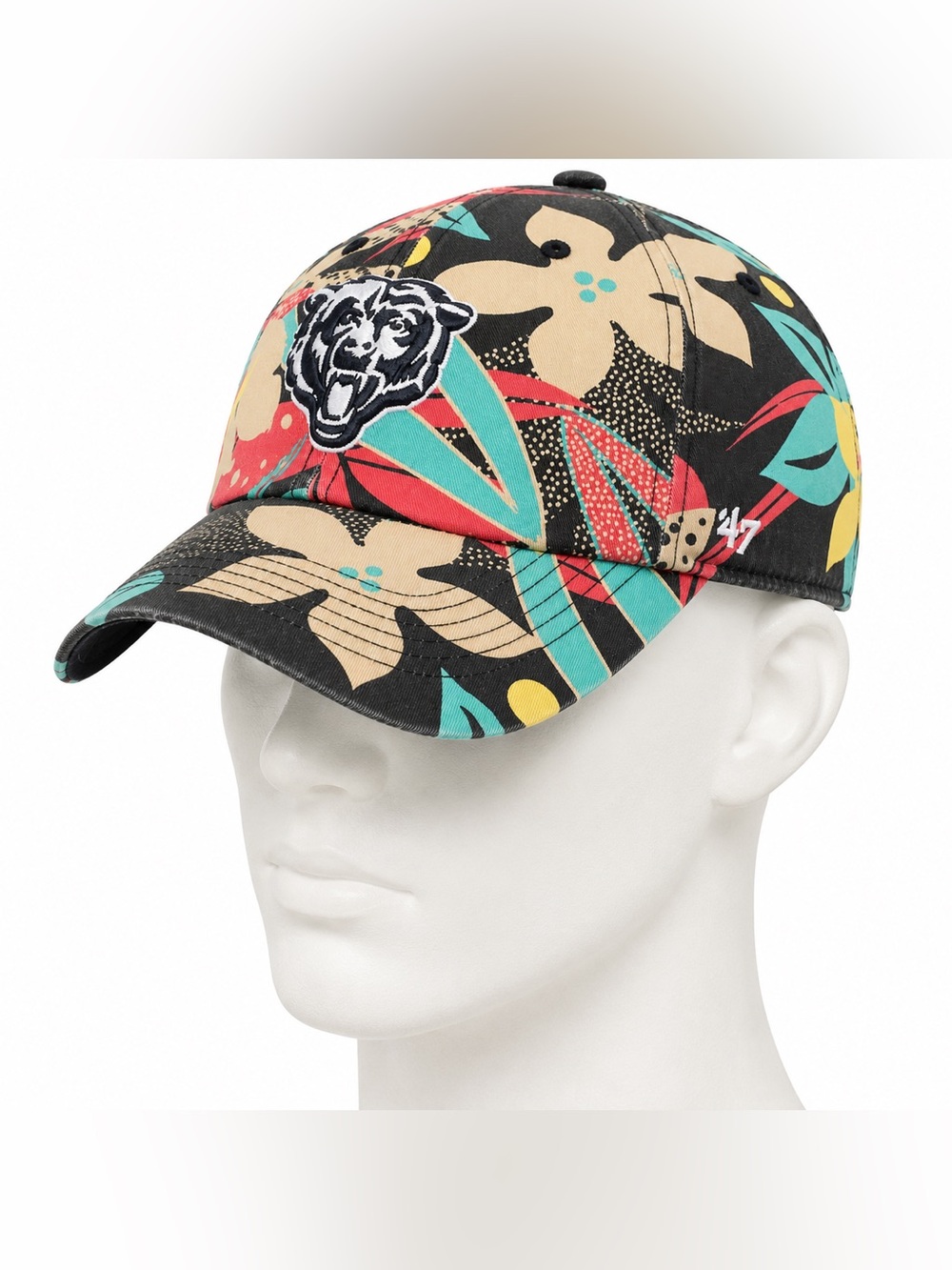 47 Chicago Bears Floral Print Cap - Teal, Red, Yellow, Black, Cream